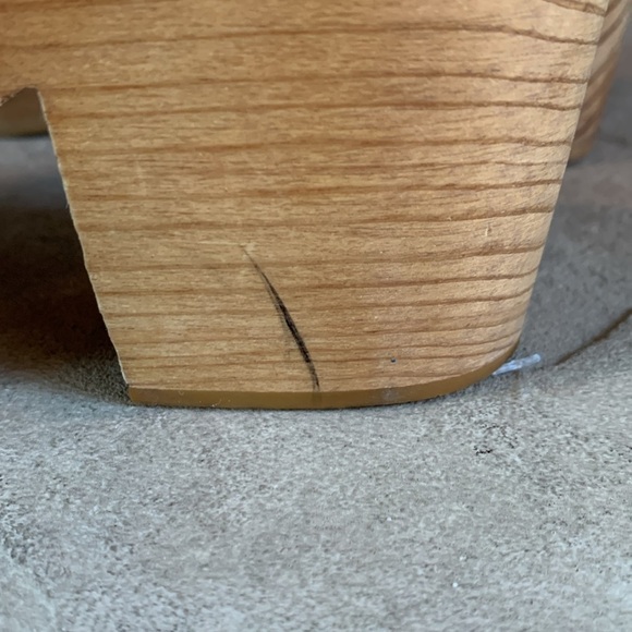 Free People sz 38 cloth red, white,& blue cloth shoes with wooden platform heels - Picture 9 of 9